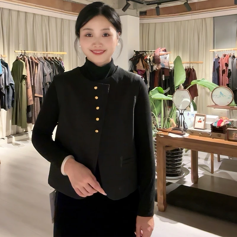 （小云专属）黑龟复合绒女式中国风马甲莲遇曦时装1e503A14