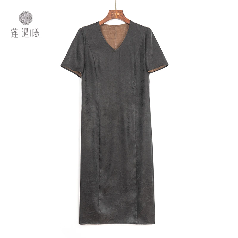 莲遇曦原创 桑波缎绣花纹 连衣裙  桑蚕丝女装ZQ24C16-75