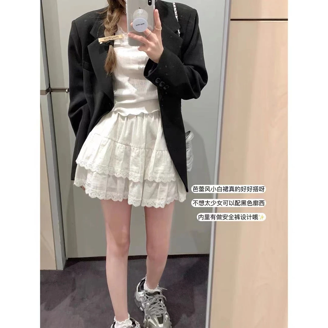 徐秋阳  奶油蛋糕  时尚简约百搭休闲少女小白裙