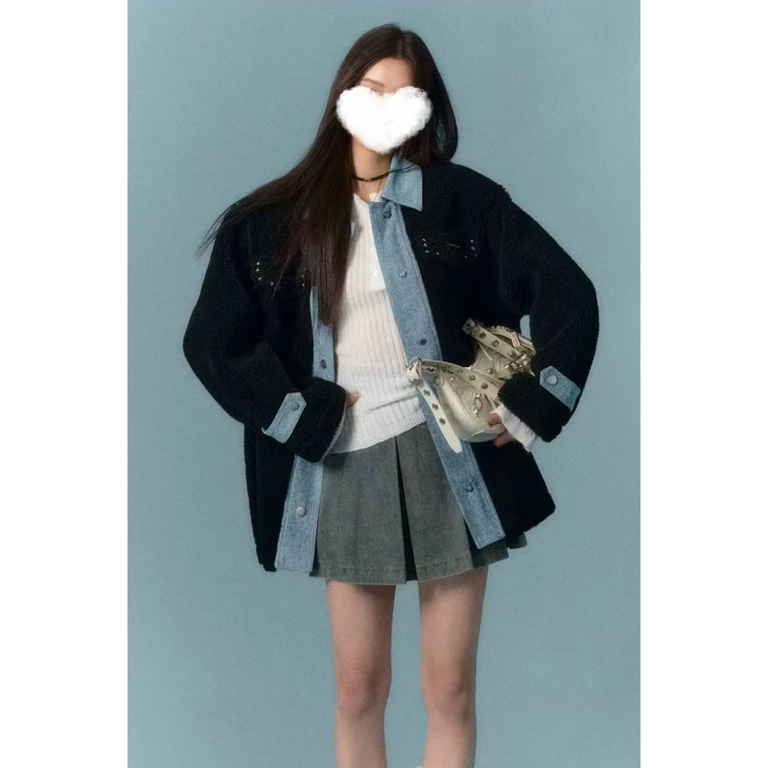 徐秋阳  拼接牛仔外套  百搭时尚休闲设计感显瘦显白外套11785