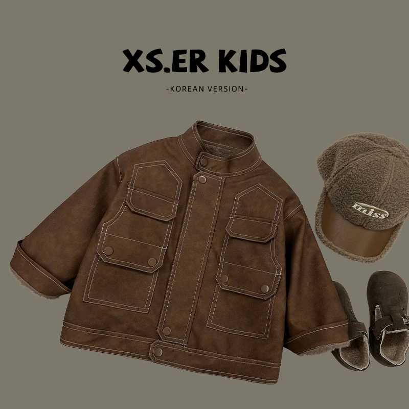 【小首尔】现货-txb男童韩版保暖外套冬时尚潮流皮毛一体HBB2989