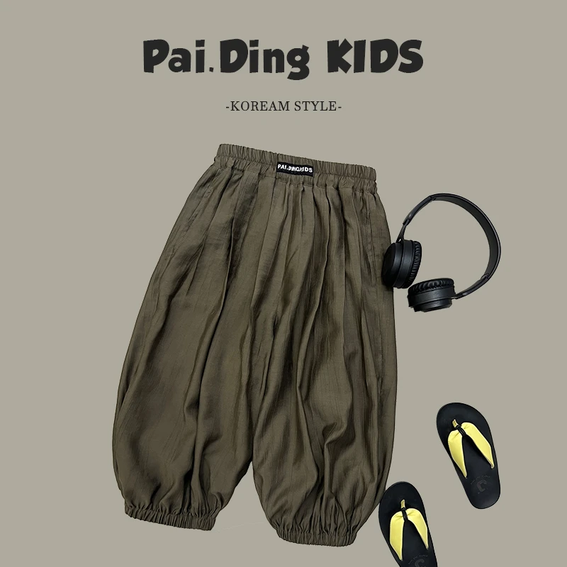 【西西现货】夏儿童韩版时尚纯色宽松百搭薄款休闲防蚊裤HCXZ3313