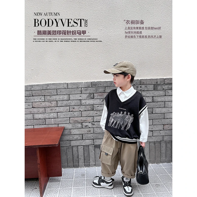 【西西现货】春秋装韩版美印花针织套头百搭日常马甲SJ0732-qc