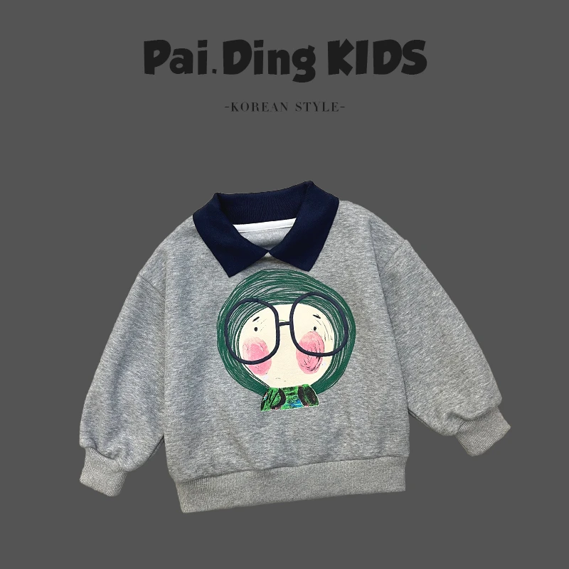 【小姨补贴】儿童潮流可爱卡通印花休闲长袖套头翻领卫衣AD0301-XX1