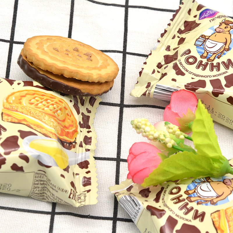 俄罗斯进口KONTI炼乳饼干430g小包装独立办公零食营养