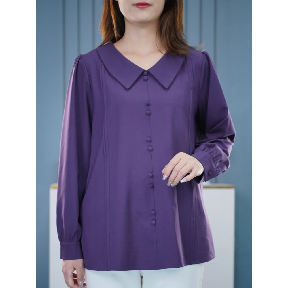 新品洋气减龄款上衣T恤品质衬衣百搭小衫微胖mm大码女装2025春装