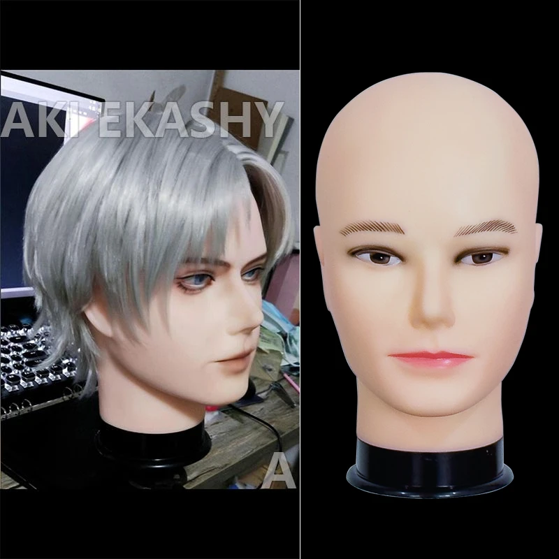 抿嘴哥cos假发头模支架男假人头模型二次元毛娘造型模特头模具