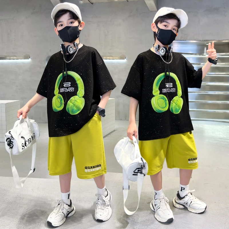 男童夏装短袖套装薄款新款中大儿童时髦炸街潮【QSX】BF225
