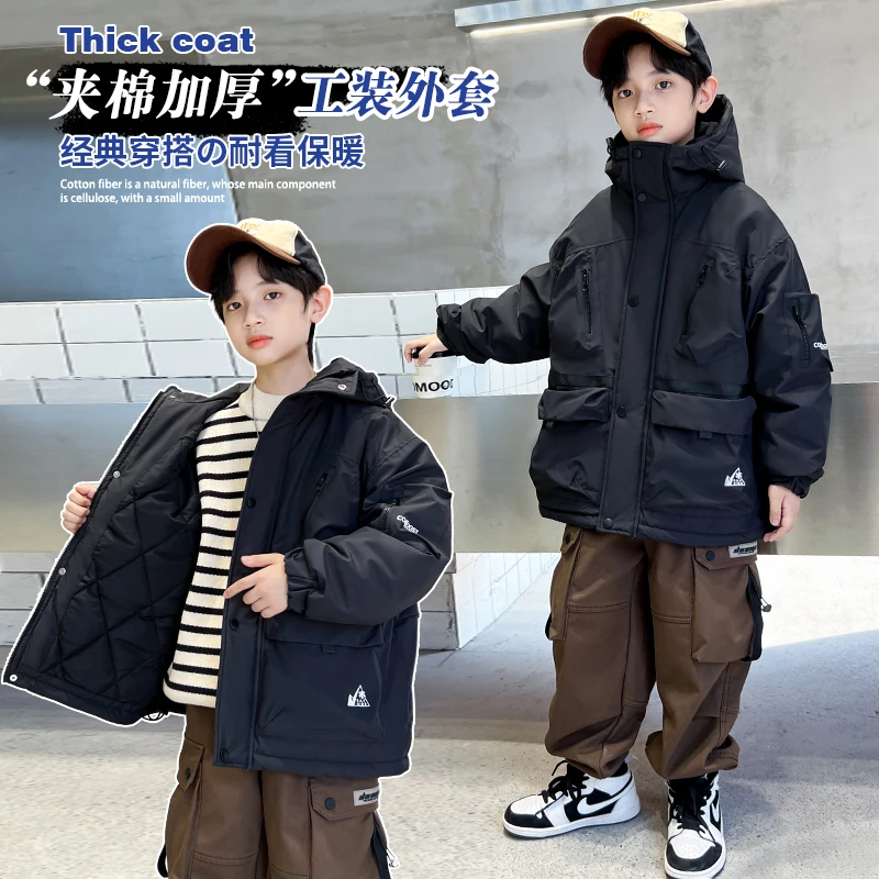 男童冬装外套新款冬季加厚时髦男孩秋冬季酷帅1【BRI DR】D3008-1