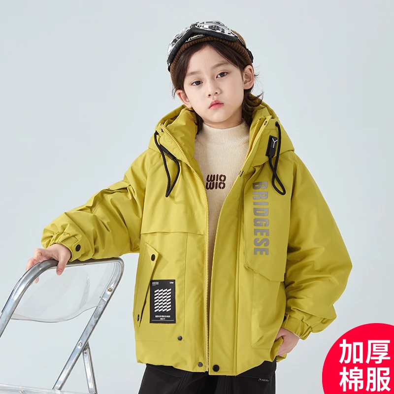 男童冬款棉服2024新款休闲中大童洋气加厚外套潮【QSX】DF077
