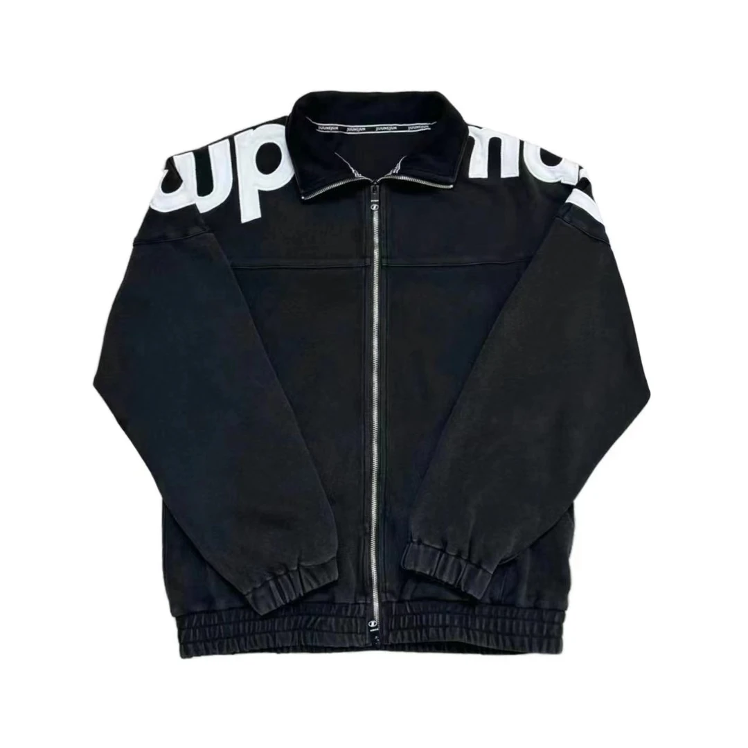 [1YY]黑色炒色刺绣字母潮流美式时尚百搭儿童立领外套（秋意浓浓）