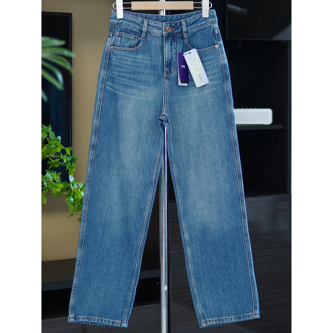 【A32】莱赛尔窄版阔腿裤·无弹经典蓝牛仔裤女【6905】 【乐乐家】