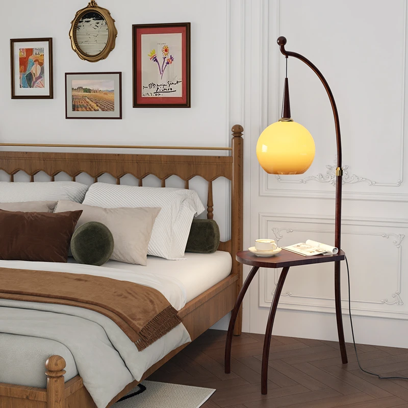 落地灯客厅2023新款柚子灯置物架高级感设计师复古卧室立式钓鱼灯