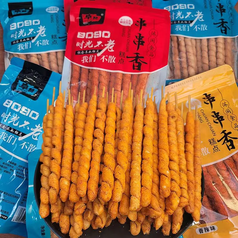 手工麻花老式8090年代儿时怀旧零食竹签麻辣香辣椒盐串串网红零食