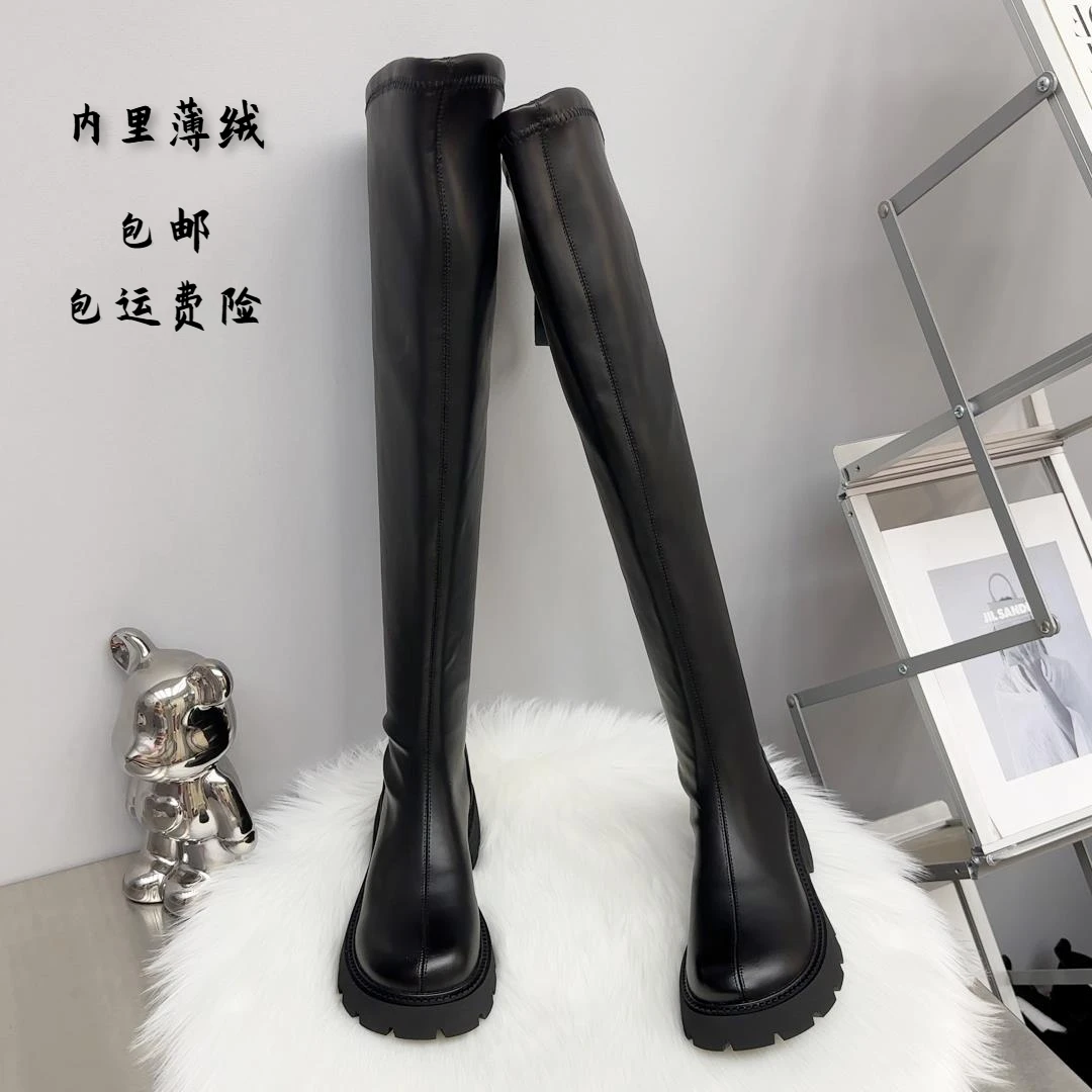 小个子瘦瘦靴欧货真皮过膝靴女后拉炼长筒女靴高筒骑行加绒弹力