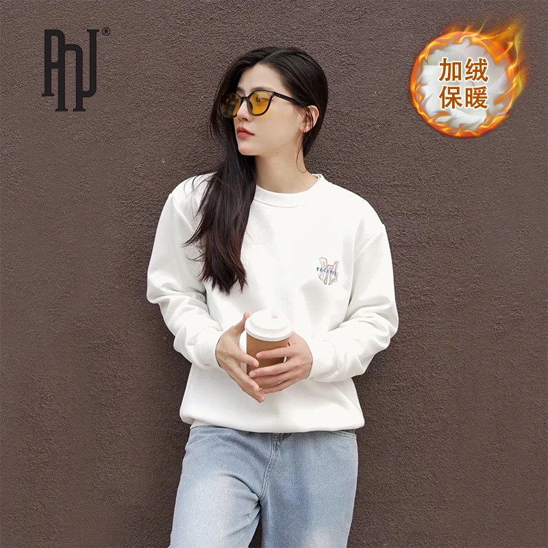 pnj潮牌加绒加厚保暖情侣卫衣运动休闲男女圆领长袖ins上衣035-3