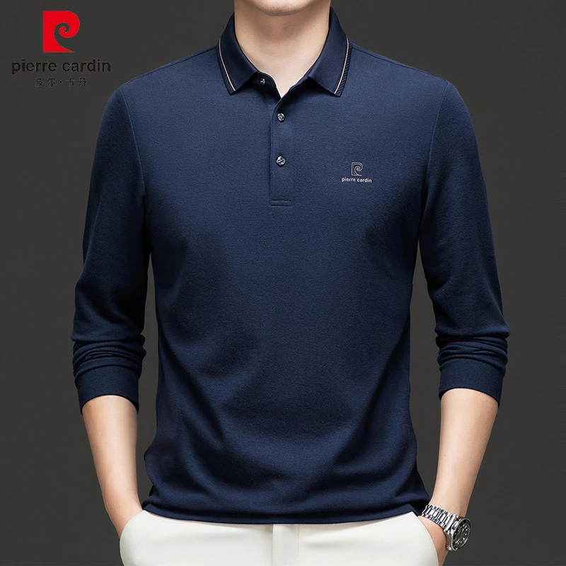 皮尔卡丹秋款卫衣男士打底衫翻领长袖t恤男休闲中年内搭上衣