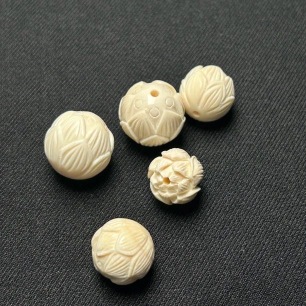 P206苏工莲花珠14毫米 精工正品天然冰料猛犸文玩配珠