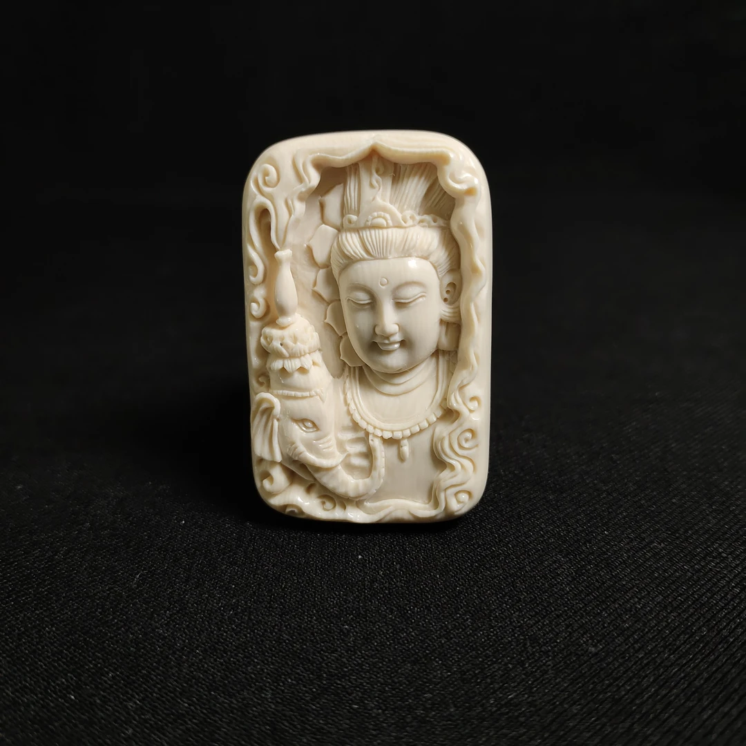 G111608  只做天然猛犸牙 普贤菩萨 长50x宽31.5x厚9.5mm