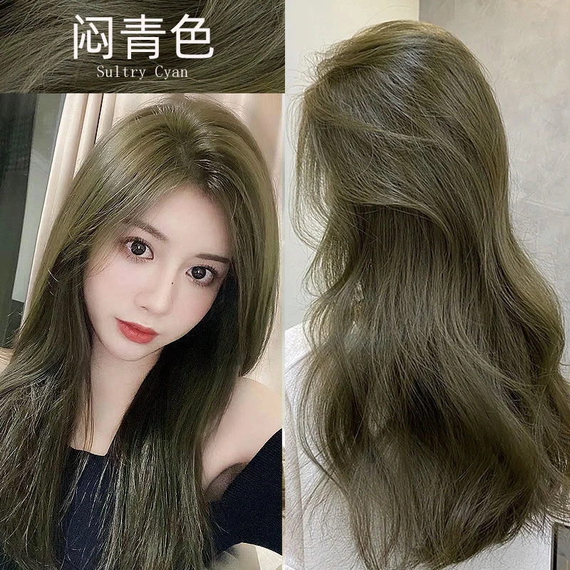 闷青色染发剂膏女植物冷棕亚麻色自己在家染头发2022流行色显白