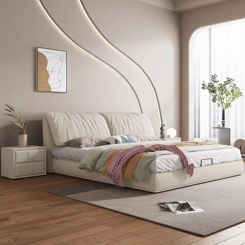 大象耳朵意式轻奢科技布绒布床现代简约主卧大床布艺床婚床双人床