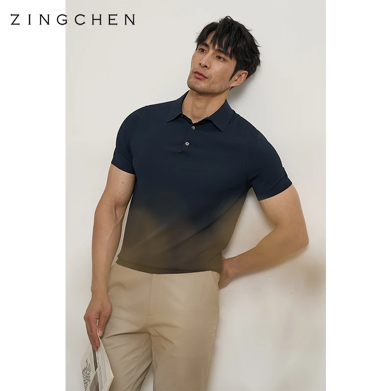 【超级凉感伊力特】ZINGCHEN夏季男士冰丝短袖针织polo衫高弹T恤
