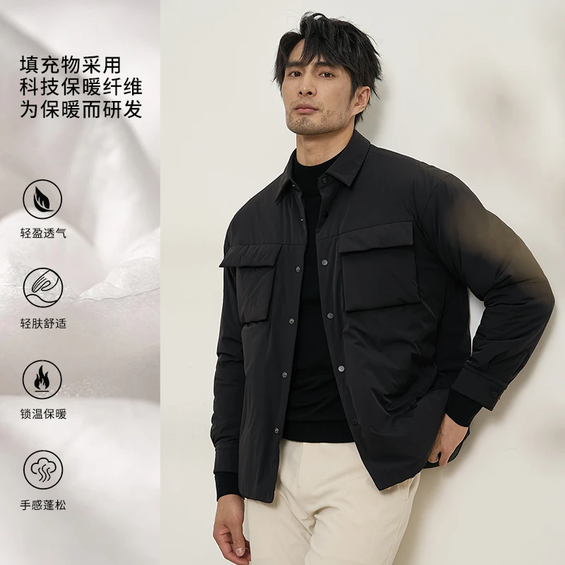 【优雅风穿搭新体验】ZINGCHEN男士双口袋夹棉衬衫夹克 棉服外套