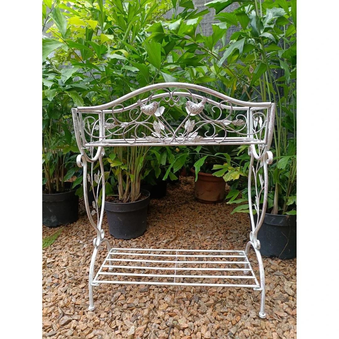 外贸亚马逊爆款复古铁艺庭院两层花架客厅阳台花园多层花架置物架