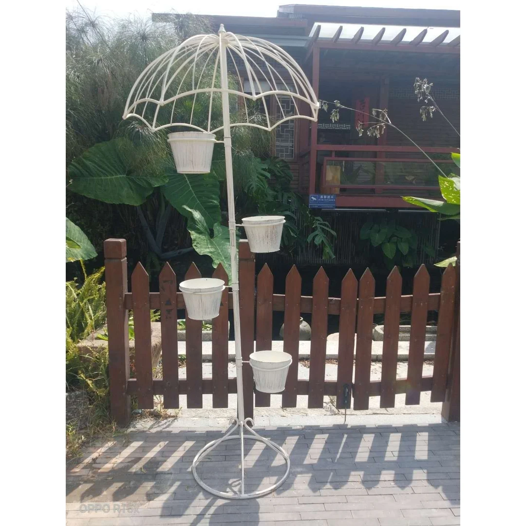 外贸亚马逊爆款铁艺四桶花架爬藤架庭院阳台装饰花架批发