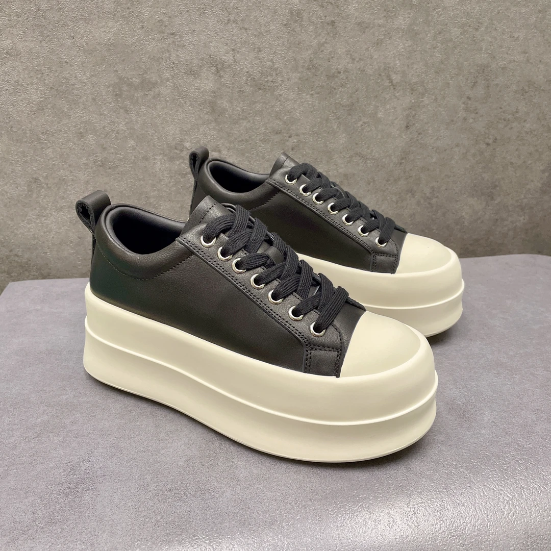 LADIJIO/玲漫漫2024秋季新款饼干圆头增高系带小板鞋女休闲时尚鞋