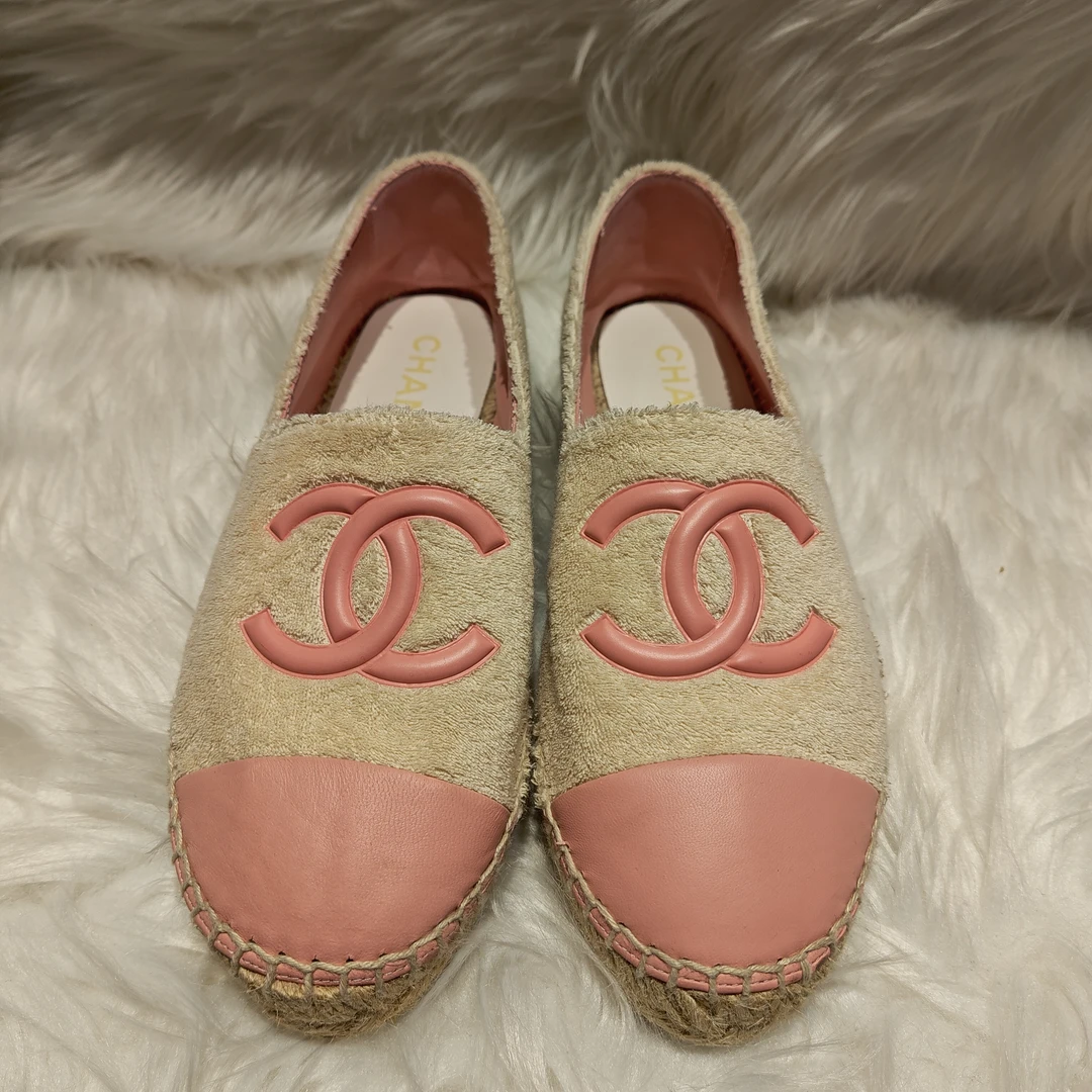 麦殿/95新/Chanel香奈儿/绒毛休闲鞋白粉拼色/39码/240322LXJ9A03