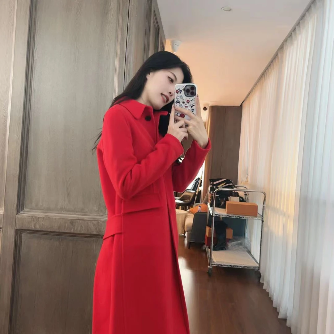 麦殿/95新/DIOR迪奥/羊绒长款大衣红色/240927VMLZY02