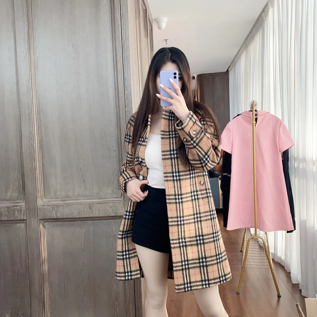 麦殿/95新/BURBERRY巴宝莉/羊驼绒大衣格纹/241016VGLVH14