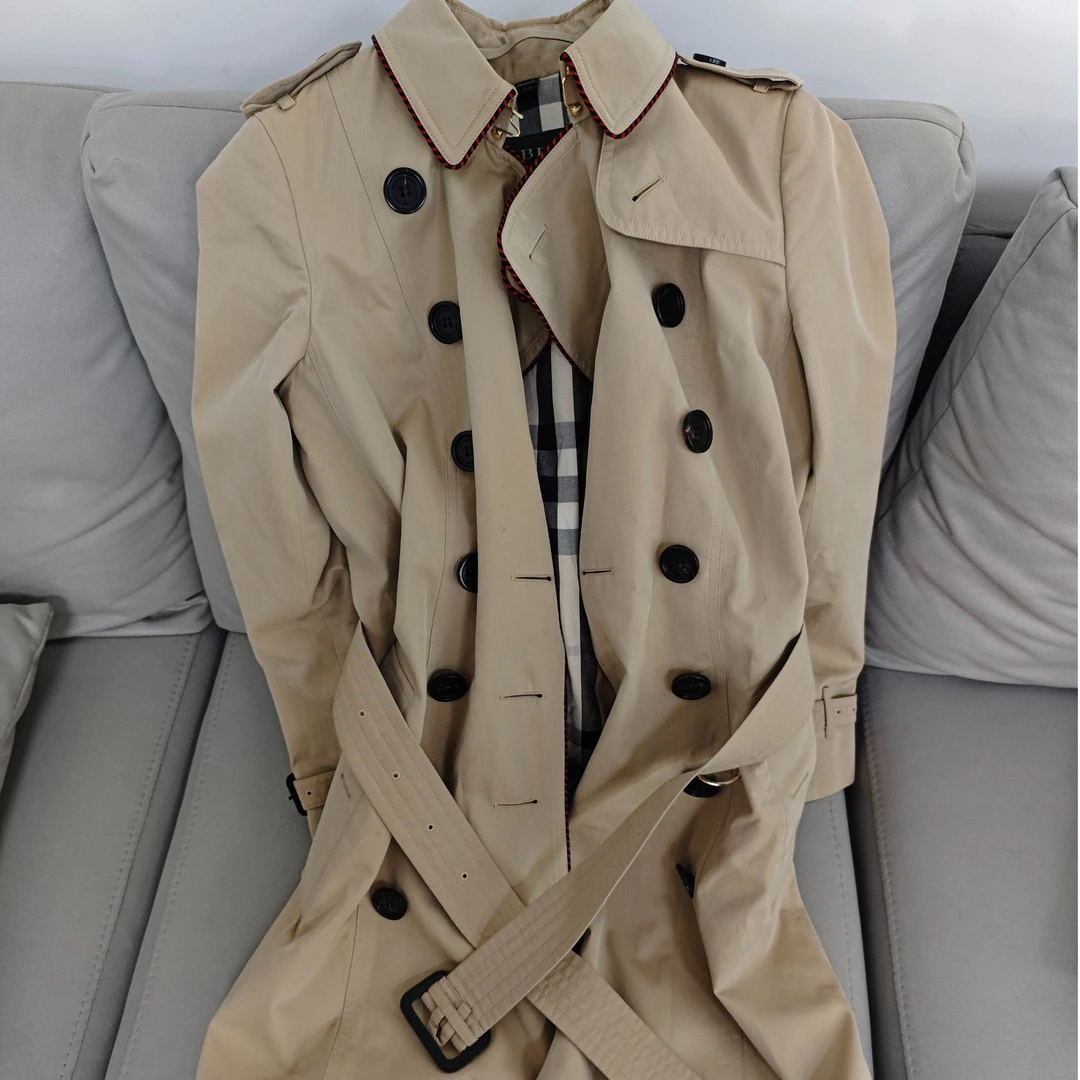 麦殿/95新/BURBERRY巴宝莉/帆布经典风衣米色/241010VGSLZ14