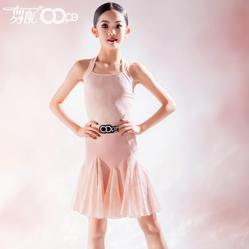 OOPE舞配舞服夏季新款裸粉色蕾丝拼接套装网红----WL41196