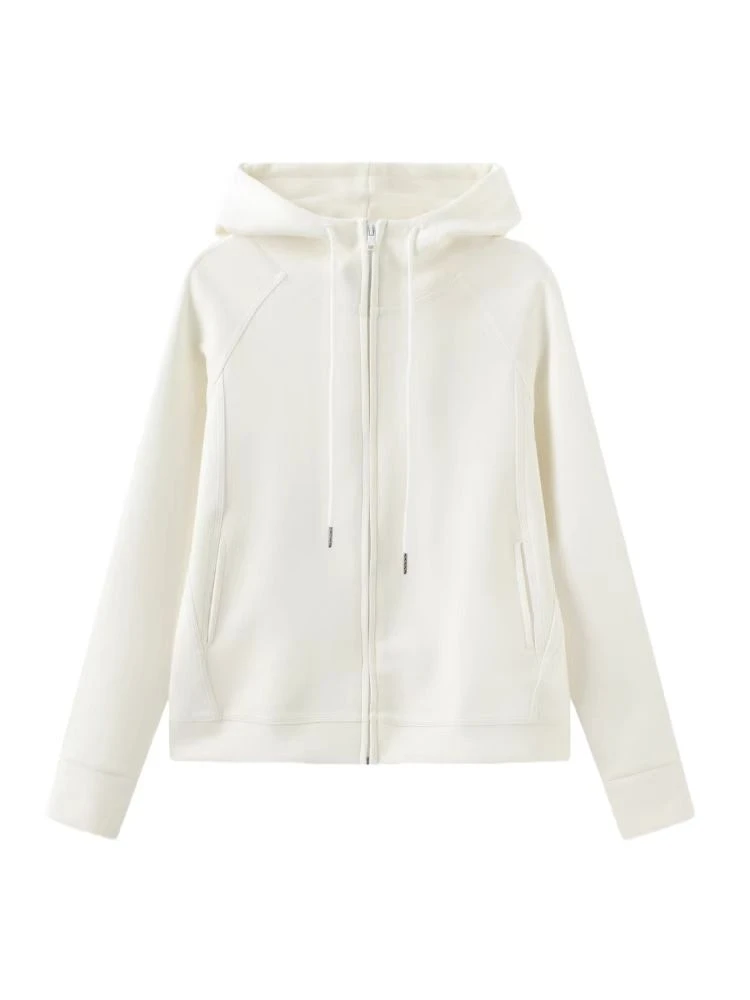 秋季新款卫衣高级感连帽纯色休闲百搭运动外套时尚修身简约风开衫