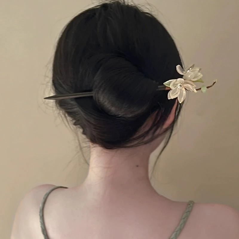 古风琉璃荷花发簪新中式清冷现代小众复古旗袍盘发簪子女新款头饰