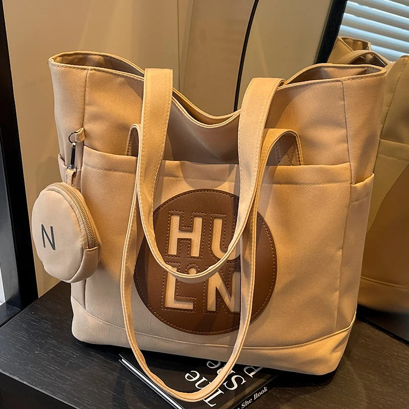 帆布包包女大容量2025新款夏季百搭休闲单肩大学生上课通勤托特包