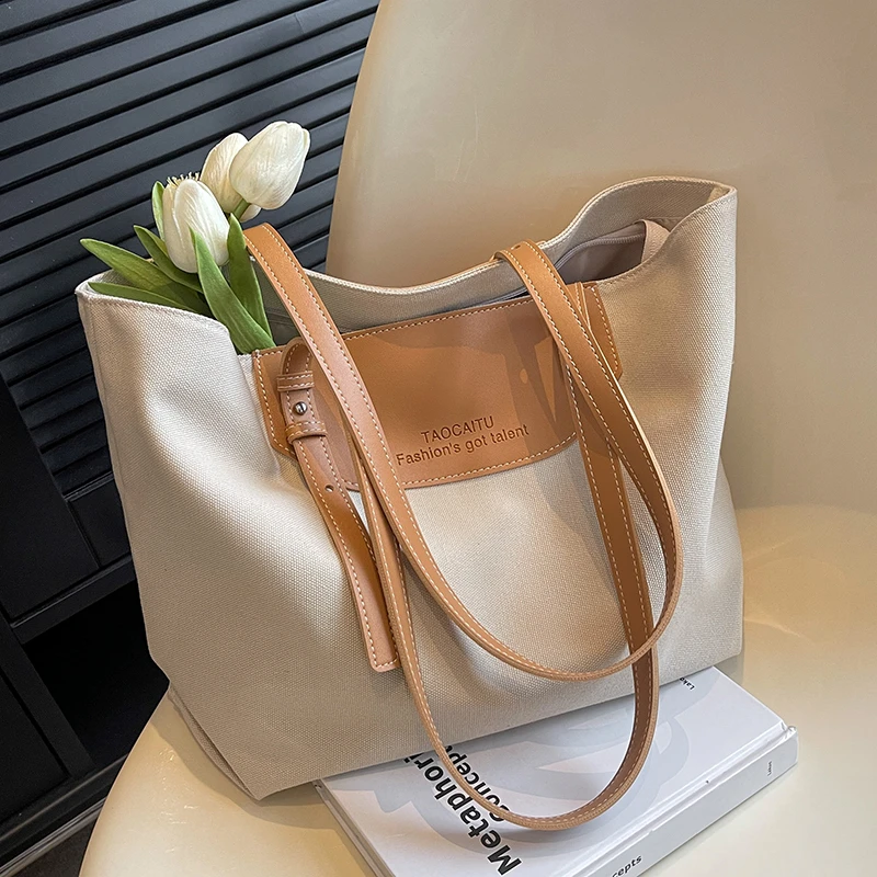 2025新款夏季包包女包大容量百搭单肩包上课帆布包通勤大包托特包