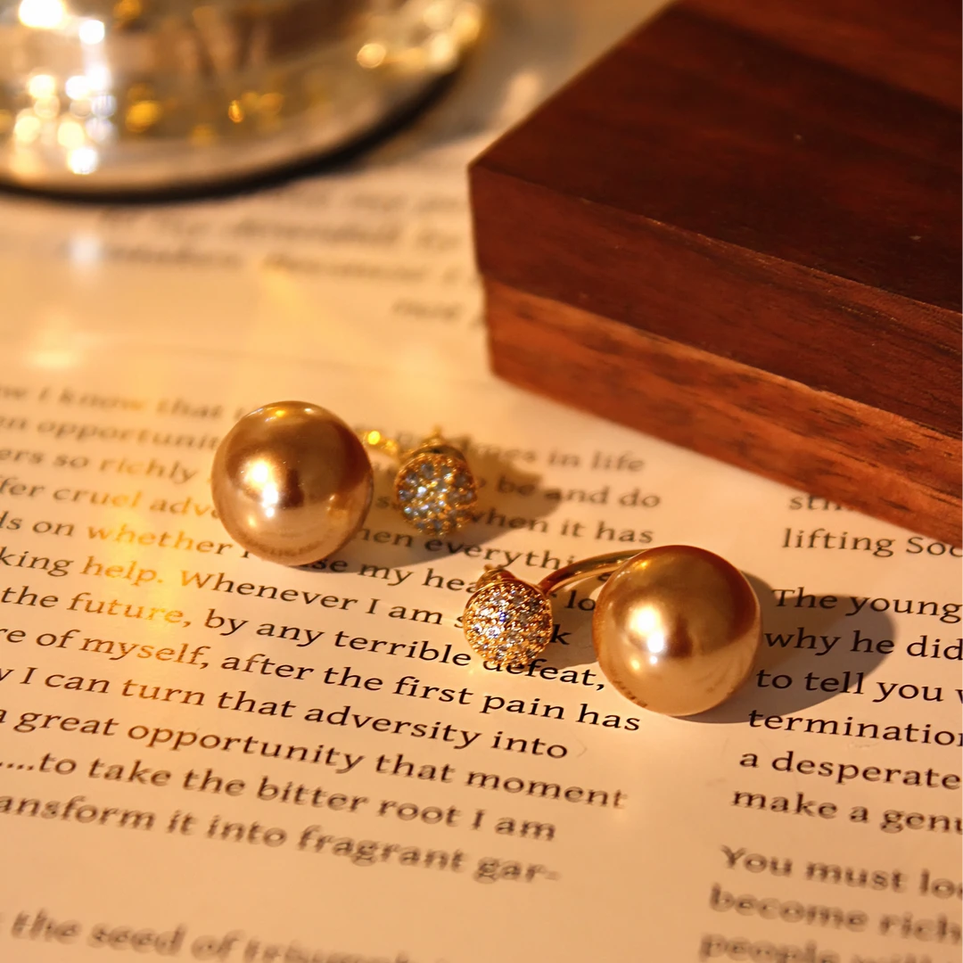 铜合金耳饰 铜合金耳饰 气质香槟色一款两戴耳钉高级感优雅耳环