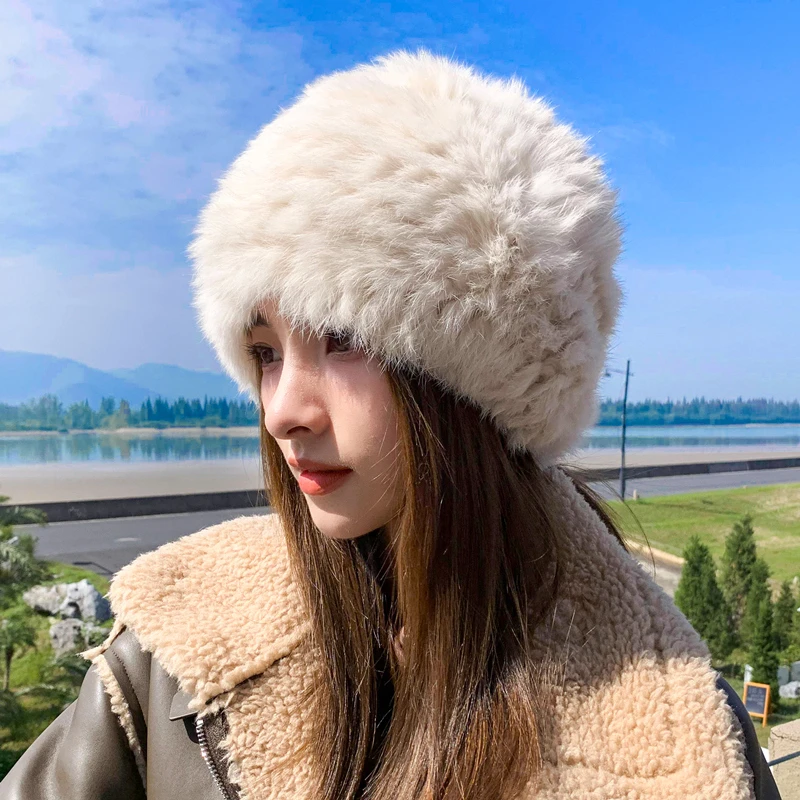 加厚保暖毛绒网红针织毛线帽子女秋冬季加绒防寒冷帽百搭韩版护耳