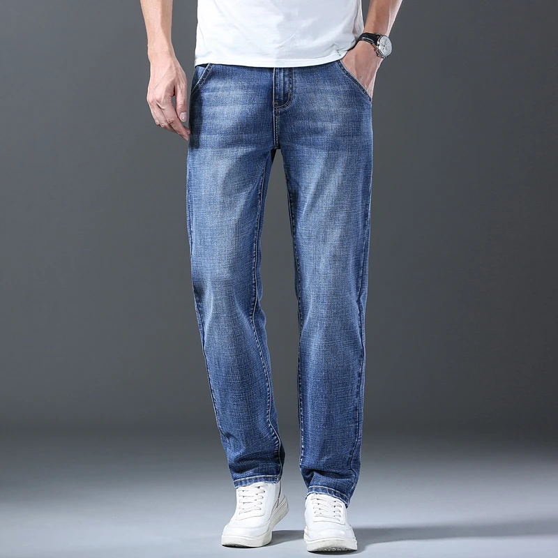 2025秋季爆款宽松直筒时尚舒适休闲百搭中年男士大码弹力牛仔裤男