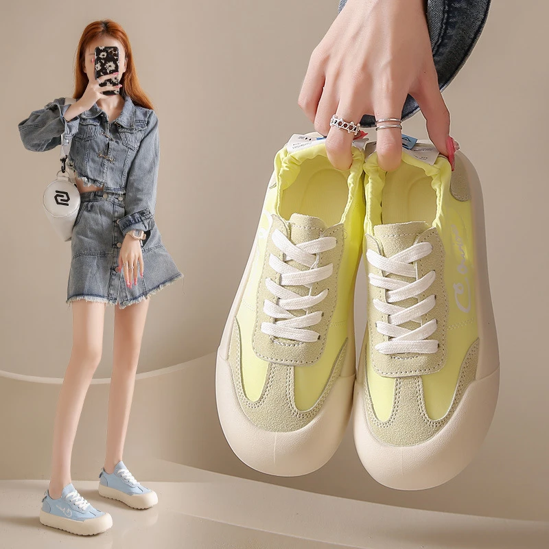 大头芭蕾德训鞋多巴胺色透气女学生厚底百搭休闲运动板鞋夏季小众