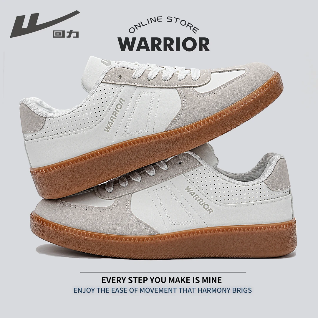 Warrior/回力板鞋男潮流百搭低帮皮面轻便休闲鞋新款户外小白鞋