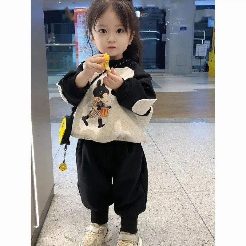 T儿童秋季新款套装插肩袖卫衣男女宝宝休闲裤两件套保暖