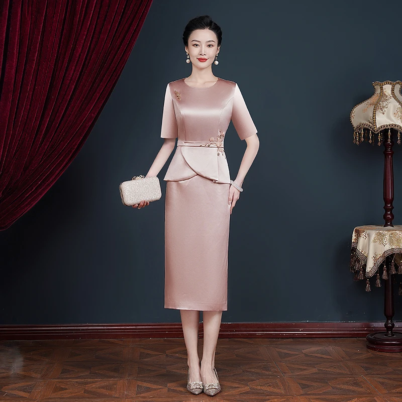 55513春装新款结婚礼服妈妈年轻洋气高端大气婚宴喜婆婆连衣裙