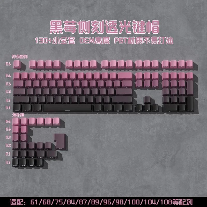 LEOBOG侧刻渐变PBT键帽小全套实配68/75/87/98/104/108机械键盘