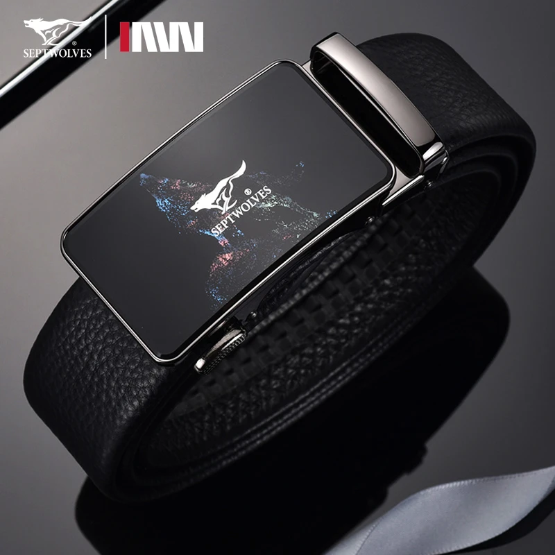 七匹狼男士皮带真皮自动扣卡槽腰带纯头层牛皮青年人潮款裤带软皮