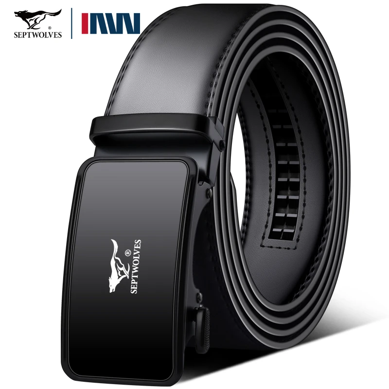 七匹狼皮带男士真皮自动扣腰带品牌纯黑色简约年轻人牛皮裤带软皮