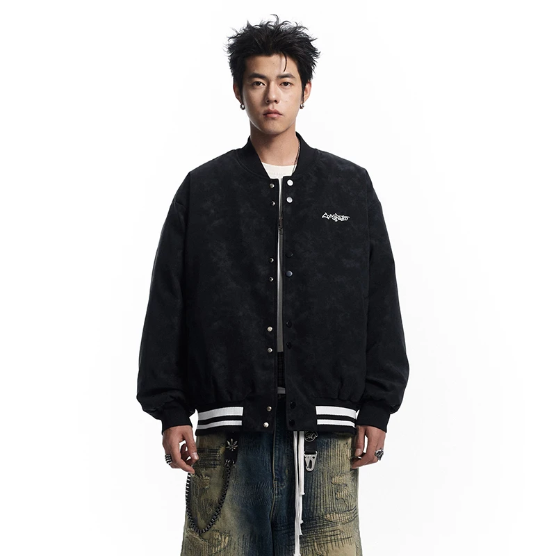 [青]CoosRetro美式复古撞色棉服休闲秋冬潮棒球领百搭拼接CS44J11